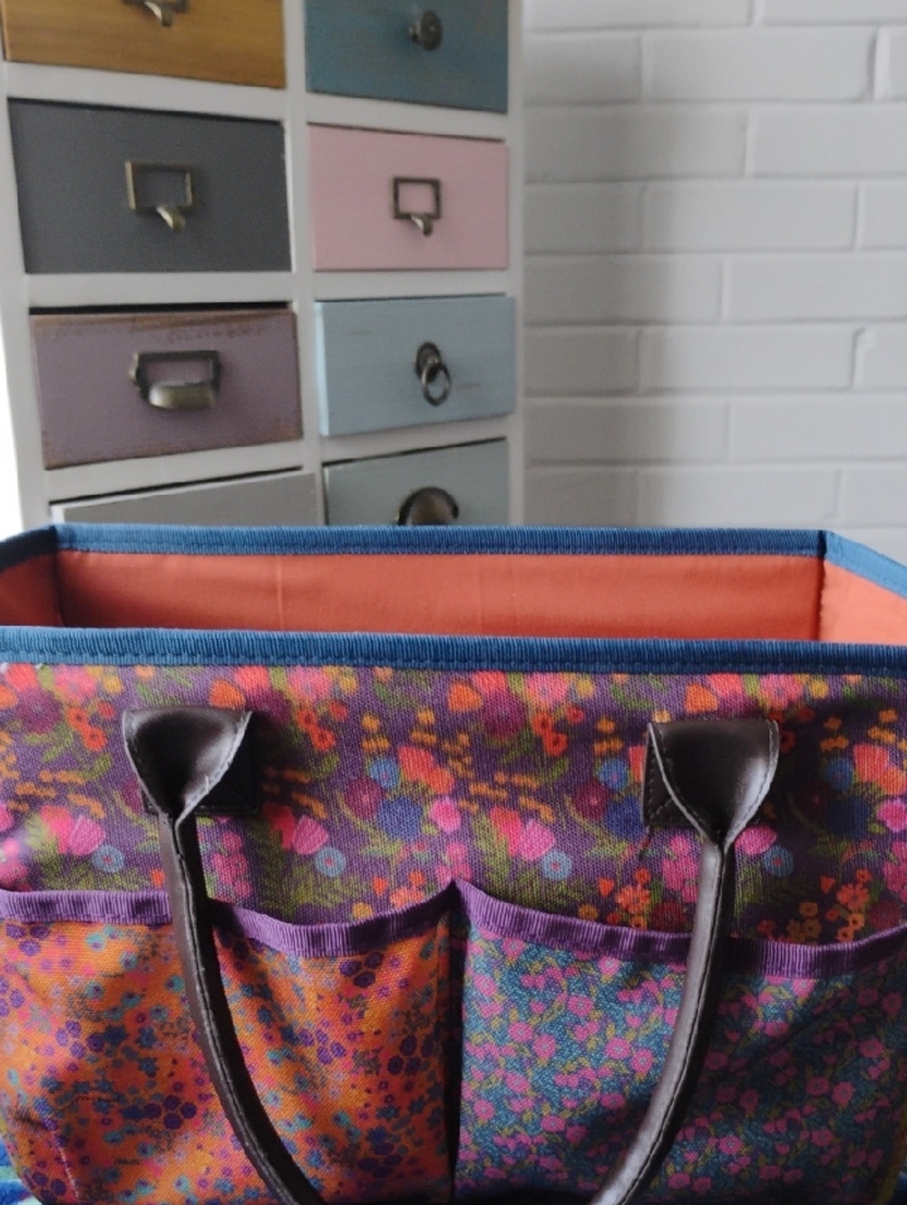 NATURAL LIFE Purple, Orange and Pink Floral Organizer Tote